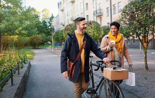 Man and woman walking