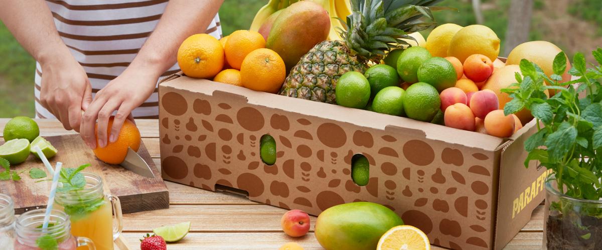 Corrugated box of fresh  fruit