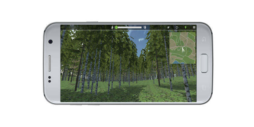 Mobiltelefon med bild på skog