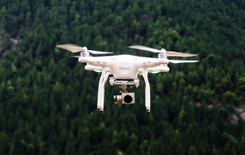 Drone over forest