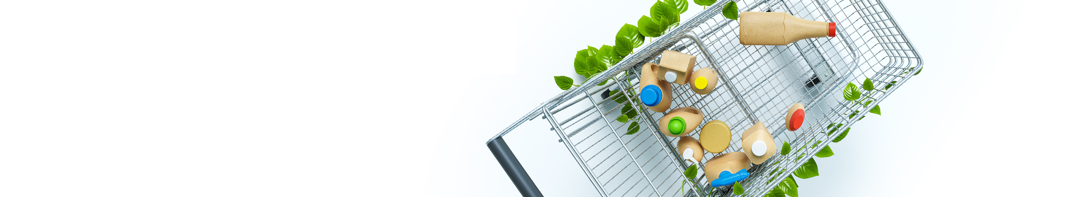 Shopping cart with plastic free packages
