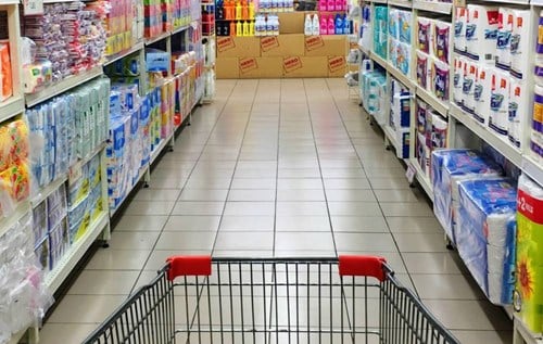 Shopping cart in supermarket