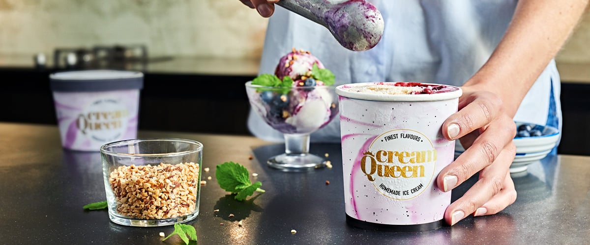 Frozen retail ice cream needs a barrier coating that withstands temperature changes.