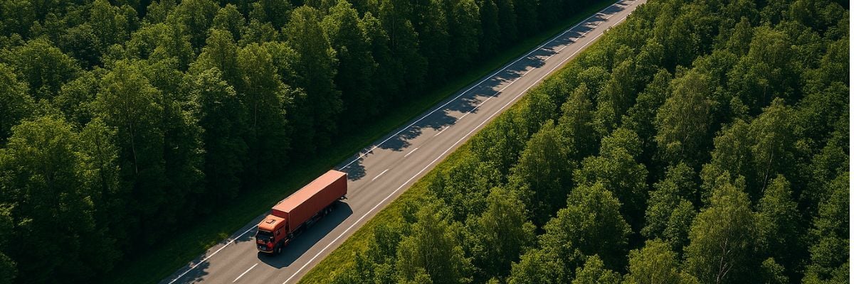 Truck driving on the road in nordics