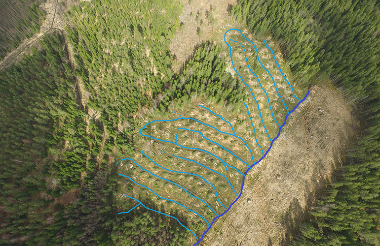 Harvesting tracks from above
