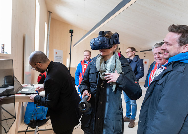 Virtual reality goggles in use at Seefeld pavilion