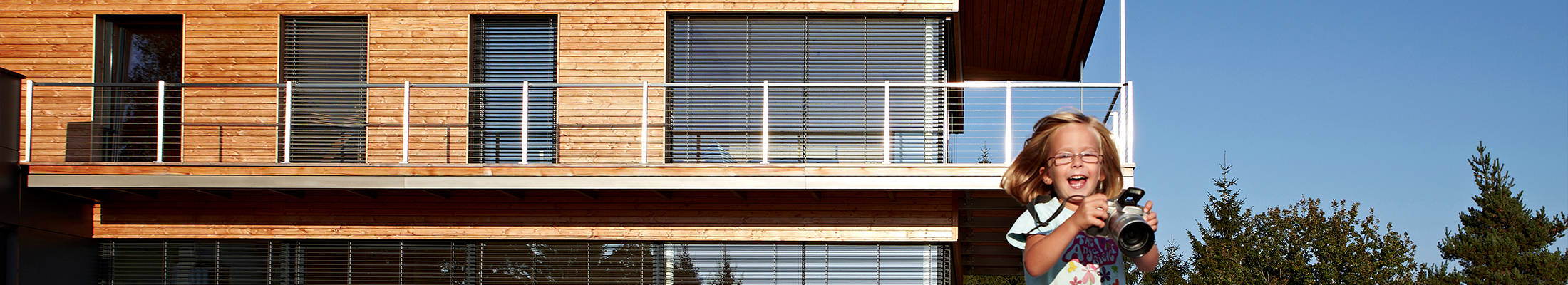 Happy child wooden home