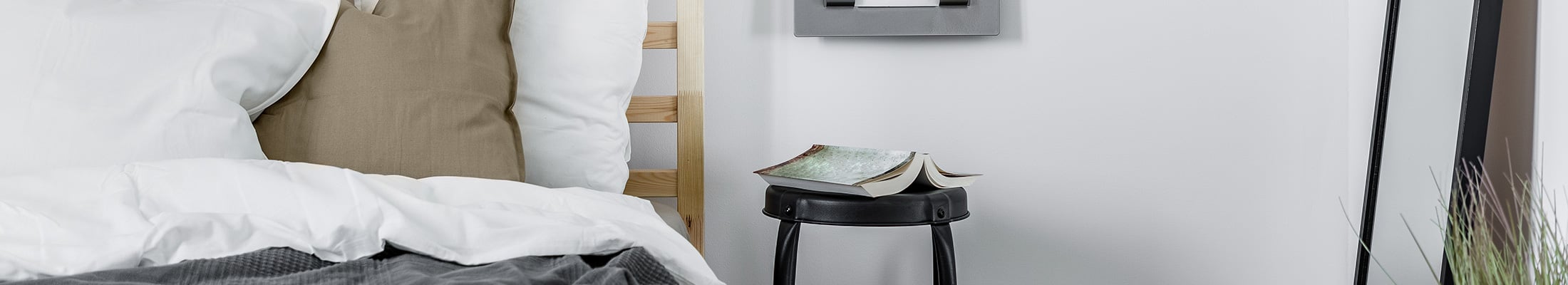 Book open by bedside