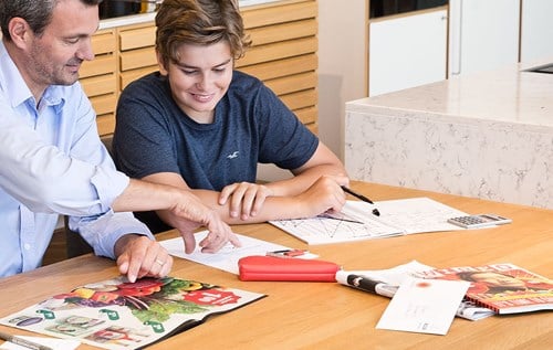 Magazines and inserts spread on table
