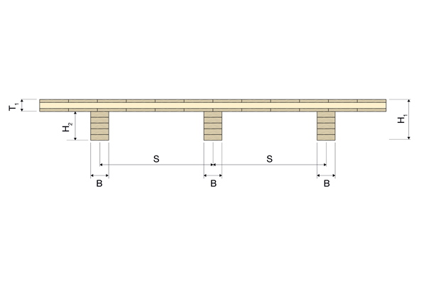 CLT rib panel front view with measurements